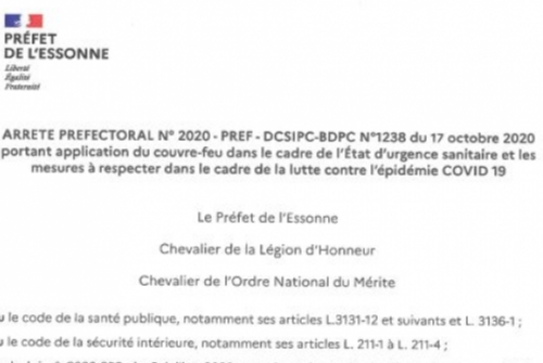 COVID 19 - ARRETE PREFECTORAL PORTANT APPLICATION DU COUVRE-FEU COVID 19 - ARRETE PREFECTORAL PORTANT APPLICATION DU COUVRE-FEU